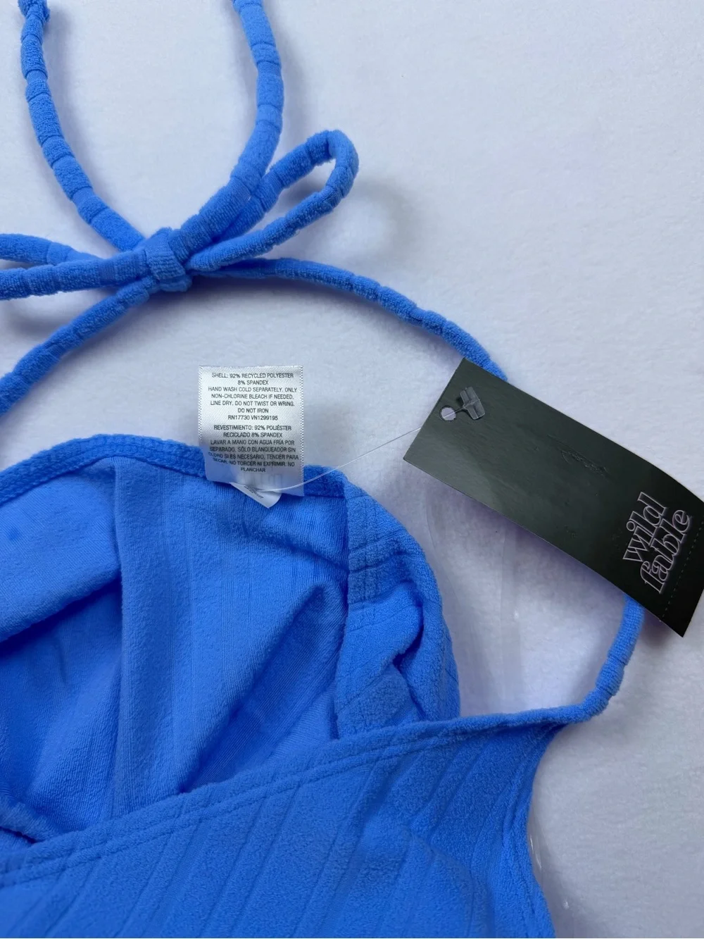 NWT Wild Fable Blue Ribbed Halter Mini Swim Cover up Dress - Size Medium (8-10)